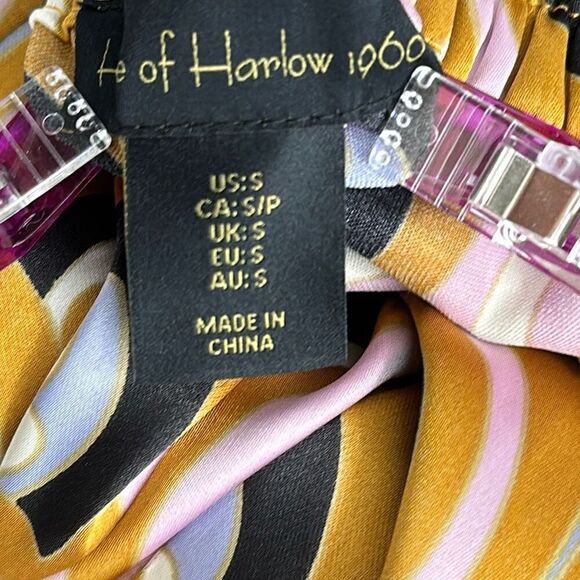 House Of Harlow 1960 Multicolor Wide Leg Satin Deco Print Palazzo Pants Small - Picture 3 of 10